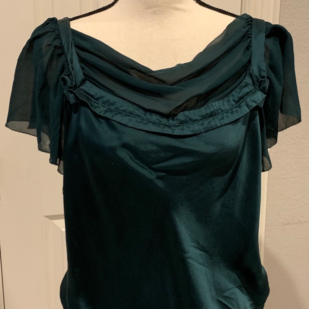 Green silk top